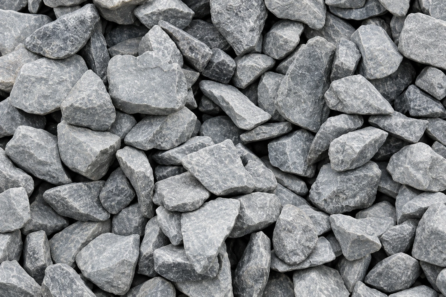 Close-up of angular light gray Clean Blue Stone aggregate