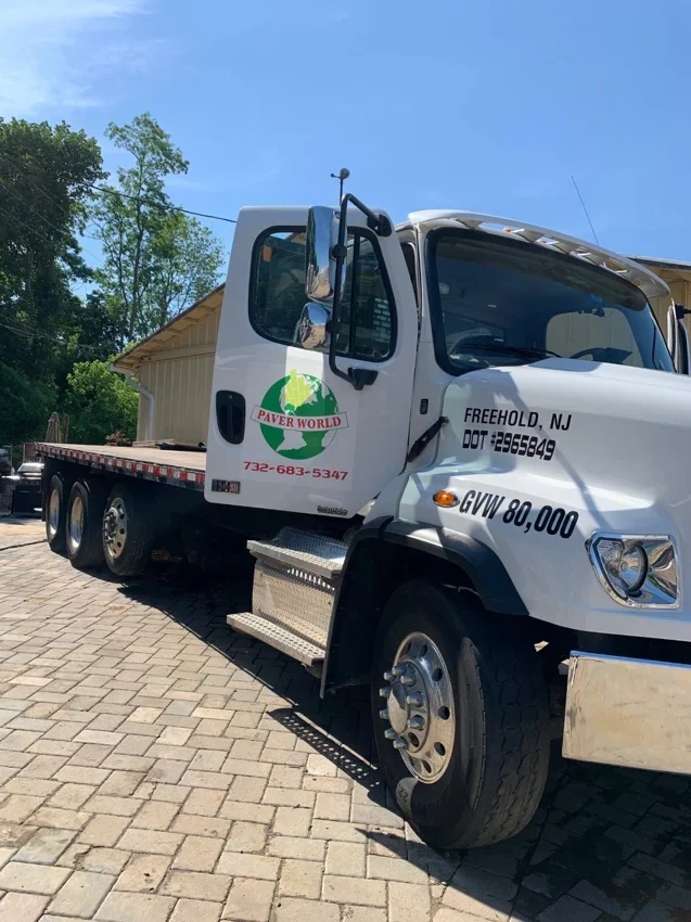 Paver World delivery truck at the Freehold yard