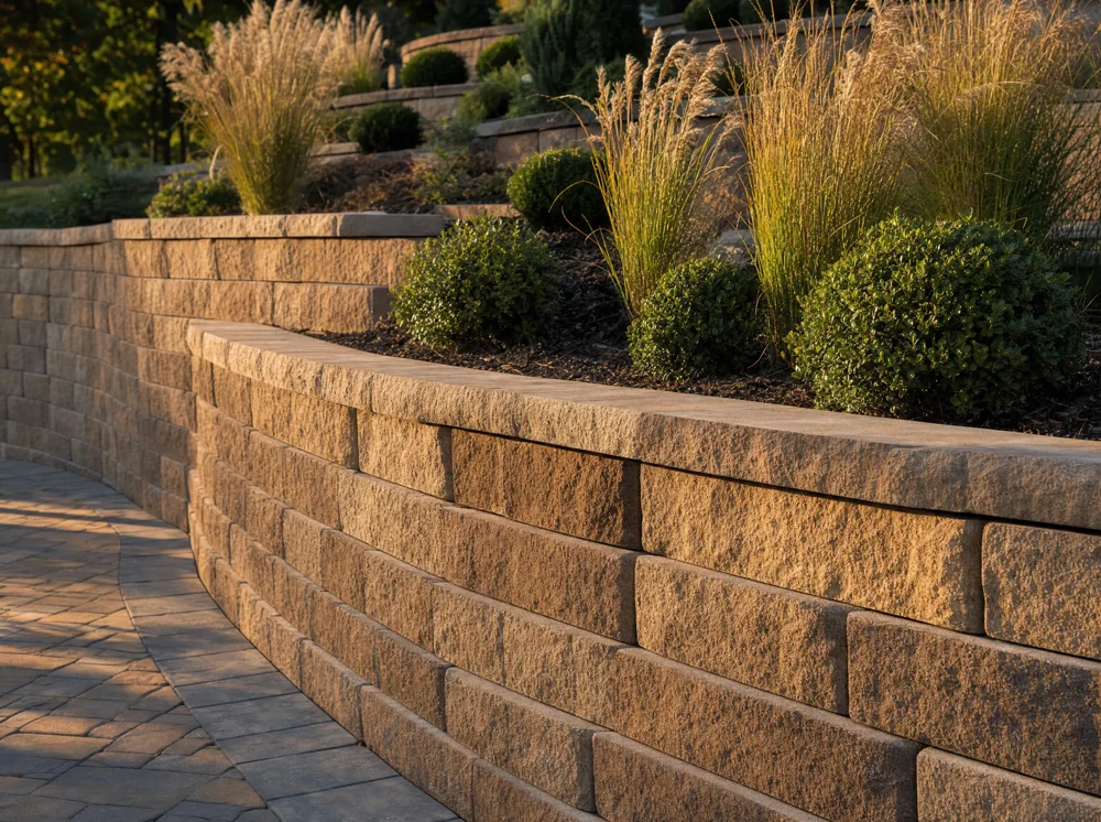 Retaining wall and planting