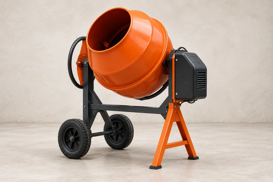 Illustrative electric concrete mixer equipment, not a confirmed rental model